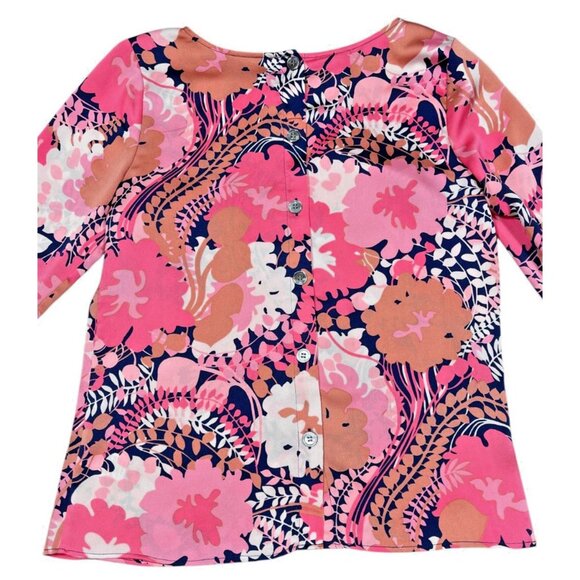 TALBOTS FLORAL BUTTON-BACK BLOUSE WITH BOW CUFFS – PETITE - Picture 3 of 12